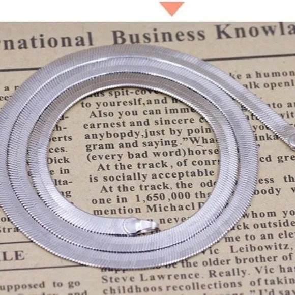 Luxurious 20 Inch Fine Herringbone Necklace, Stamped .925 Solid Sterling Silver - Picture 6 of 8